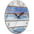 Rustic Beach Wall Clock Round